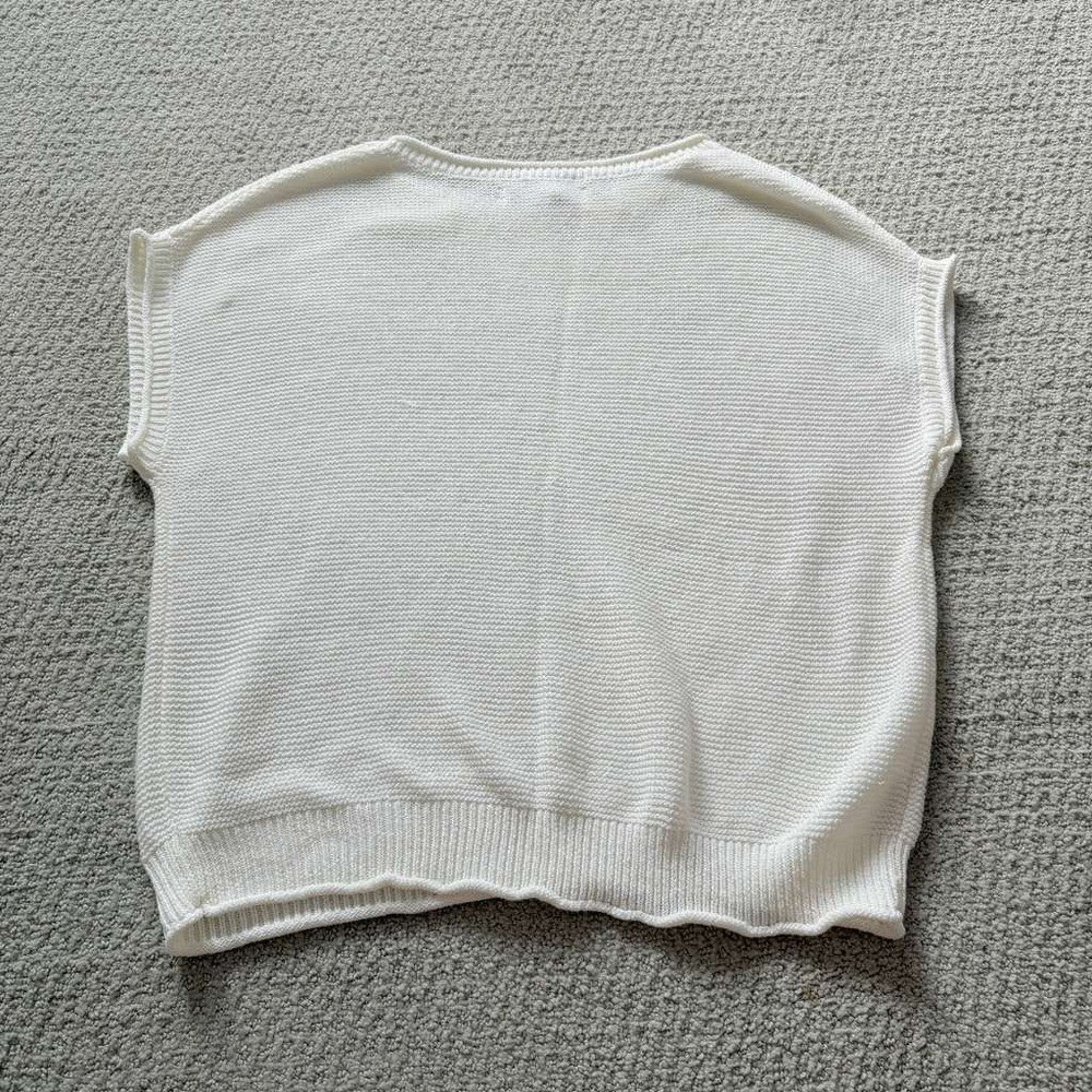 LOFT White Knit Short-Sleeve Pullover Top - Picture 4 of 8